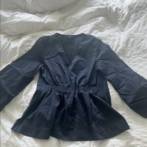 COS Navy Blouse with Flattering Peplum Design